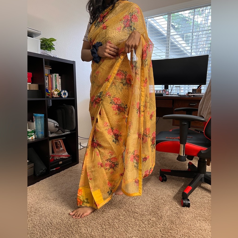 Yellow Organza Saree